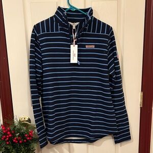 Vineyard Vines Dark Blue and Light Blue Striped Top